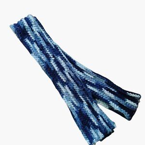 Hand Knitted Blue Scarf Gradient Striped Unisex
